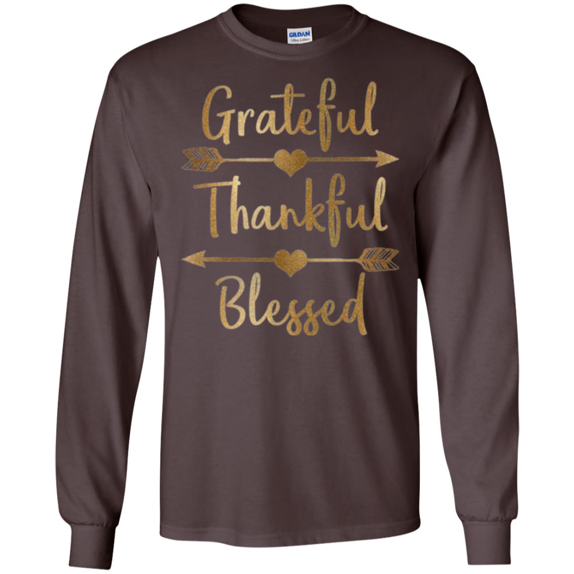 Thanksgiving T-shirt Grateful Thankful Blessed Dark Chocolate