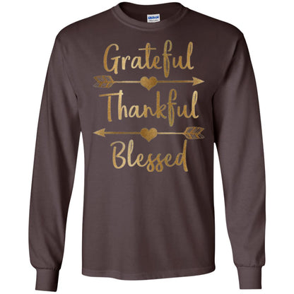Thanksgiving T-shirt Grateful Thankful Blessed Dark Chocolate
