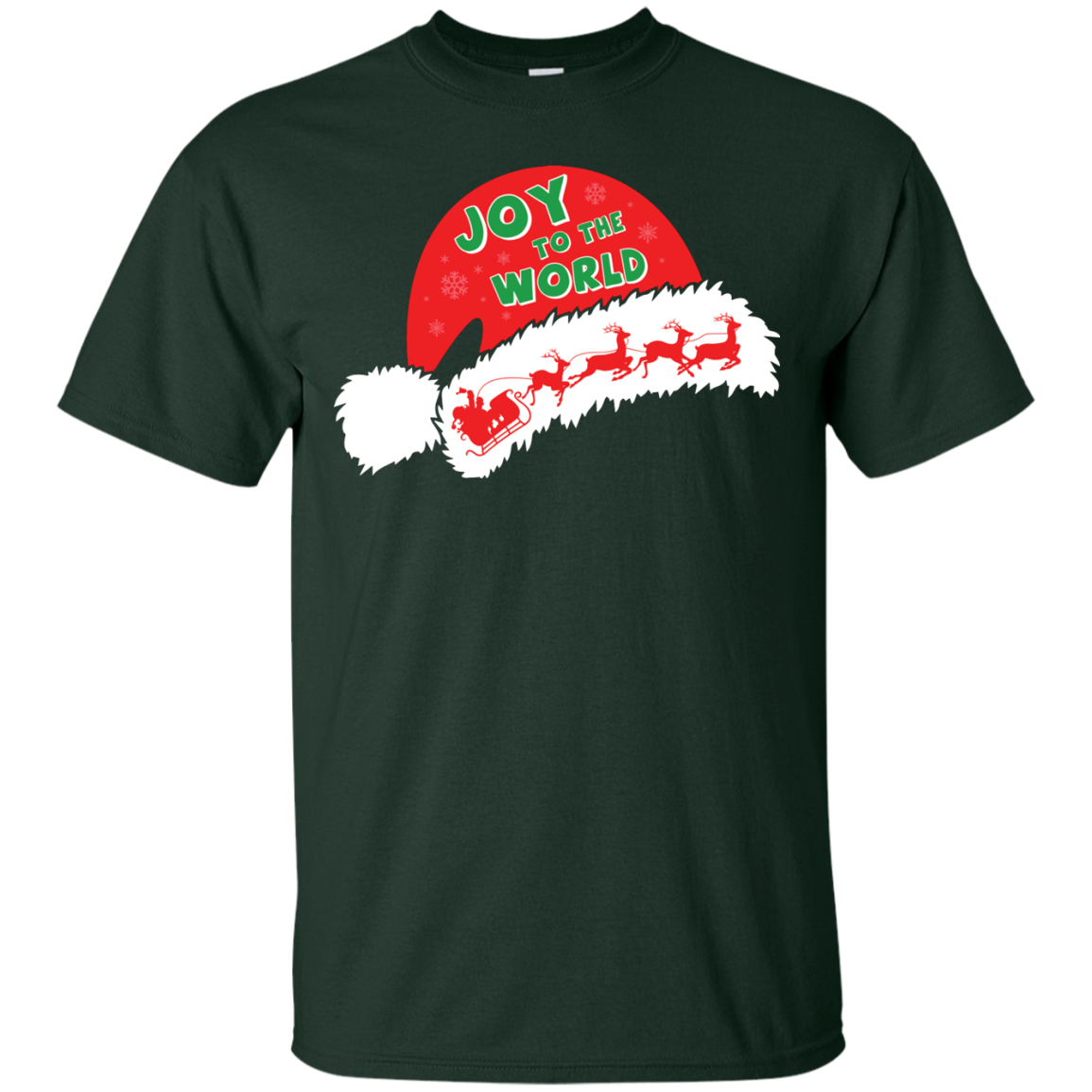 Christmas T-shirt Joy To The World Forest Green
