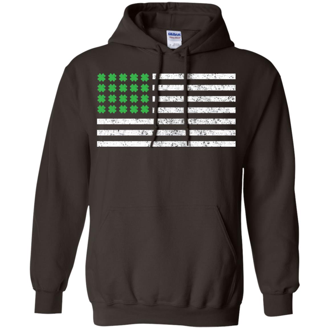 Usa Flag With Irish Shamrock St Patricks Day T-shirt Dark Chocolate