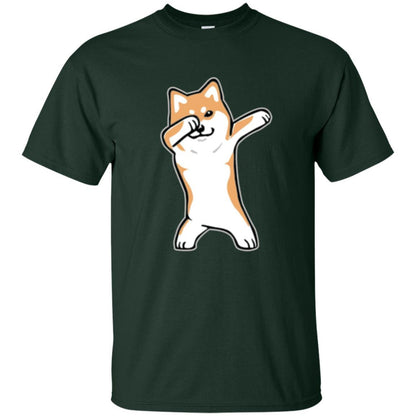 Dog Lover T-shirt Dabbing Shiba Inu Doge Forest Green