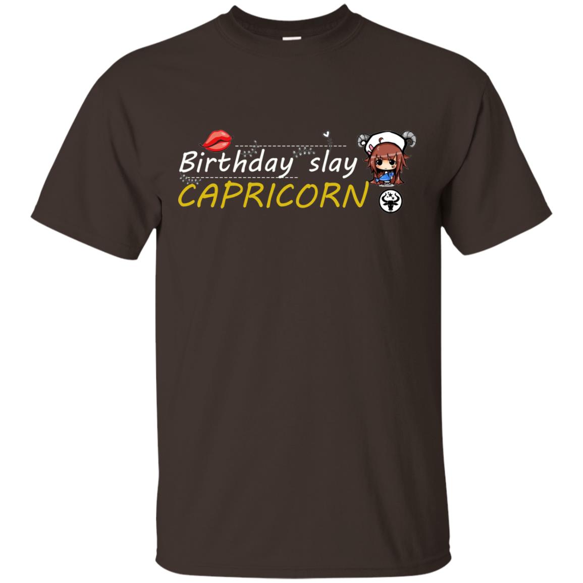 Cute Capricorn Girl Birthday Lip Slay T-shirt Dark Chocolate