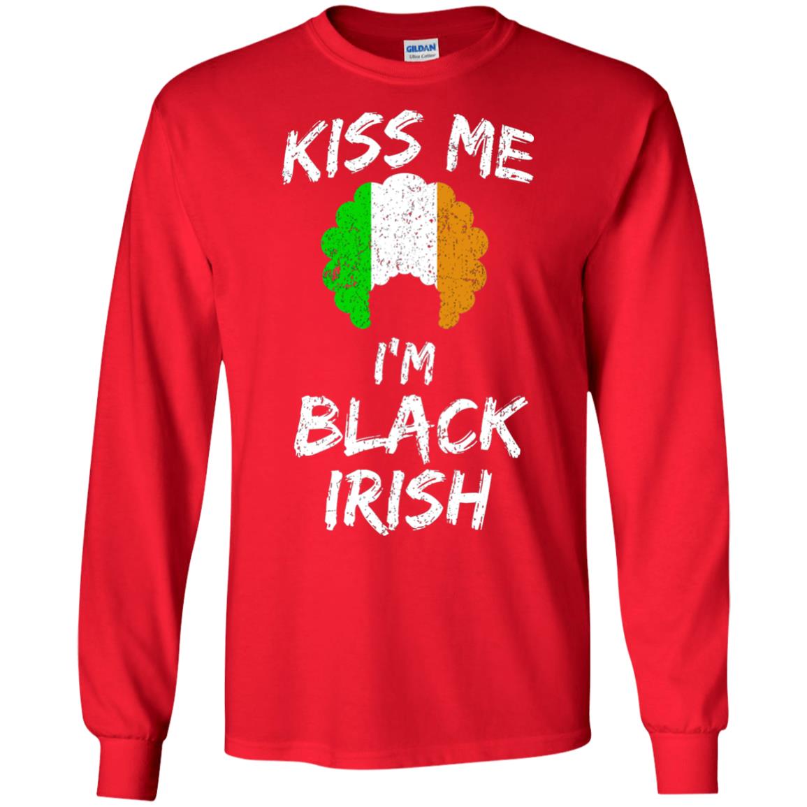 Kiss Me I_m Black Irish Funny St Patrick_s Day T-shirt Red