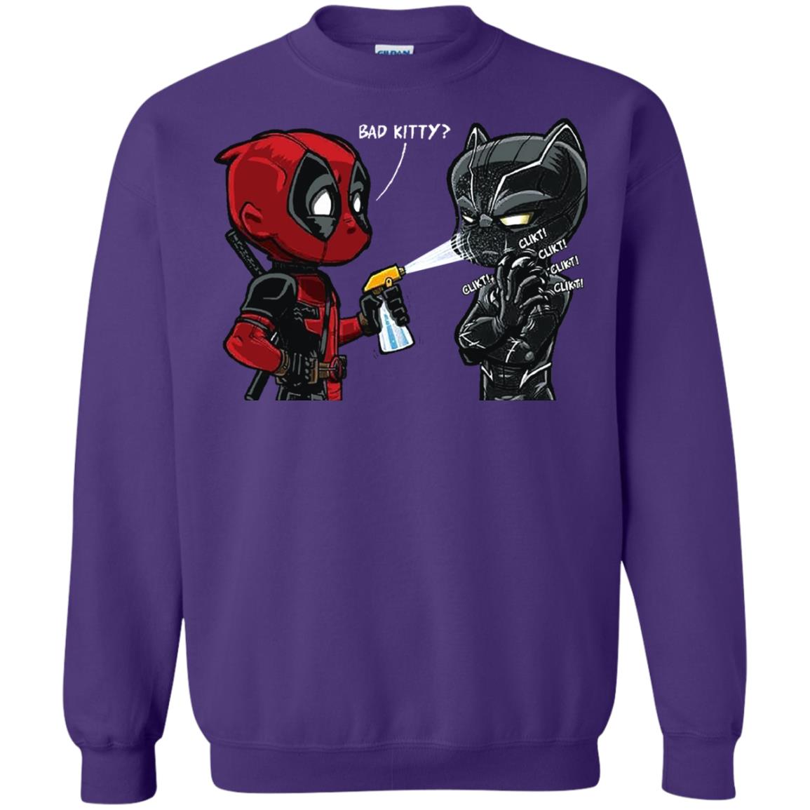 Deadpool Black Panther Bad Kitty Film Lover T-shirt Purple