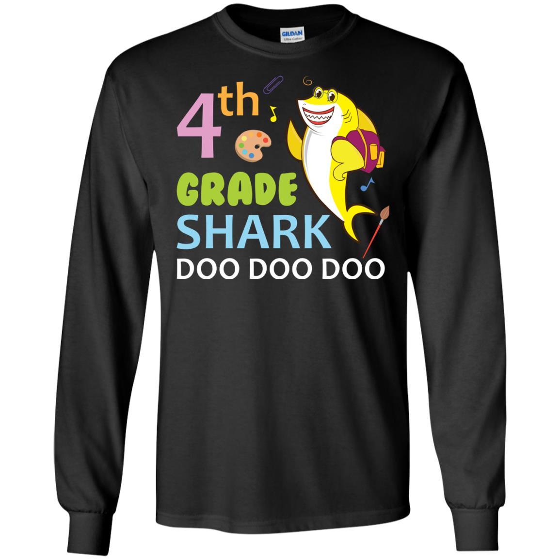 4th Grade Shark Doo Doo Doo Back To School T-shirt Black