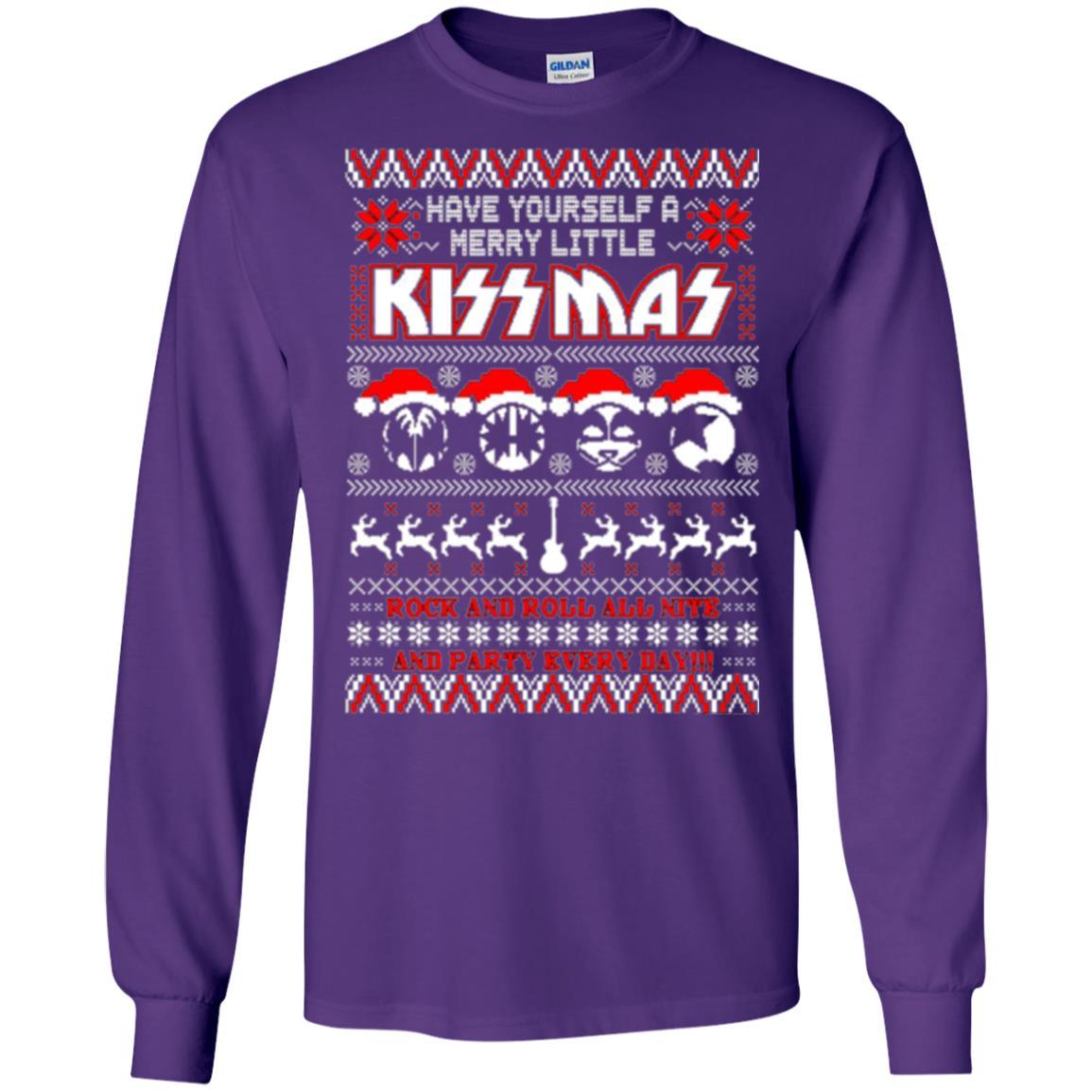 Christmas T-shirt Have Yourself A Merry Little Kissmas Purple