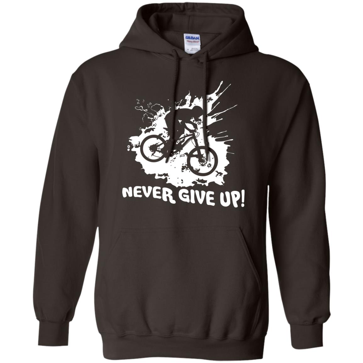 Biker T-shirt Never Give Up Dark Chocolate