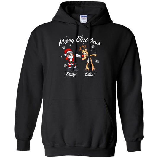 Christmas T-shirt Santa And Reindeer Dilly Dilly Black