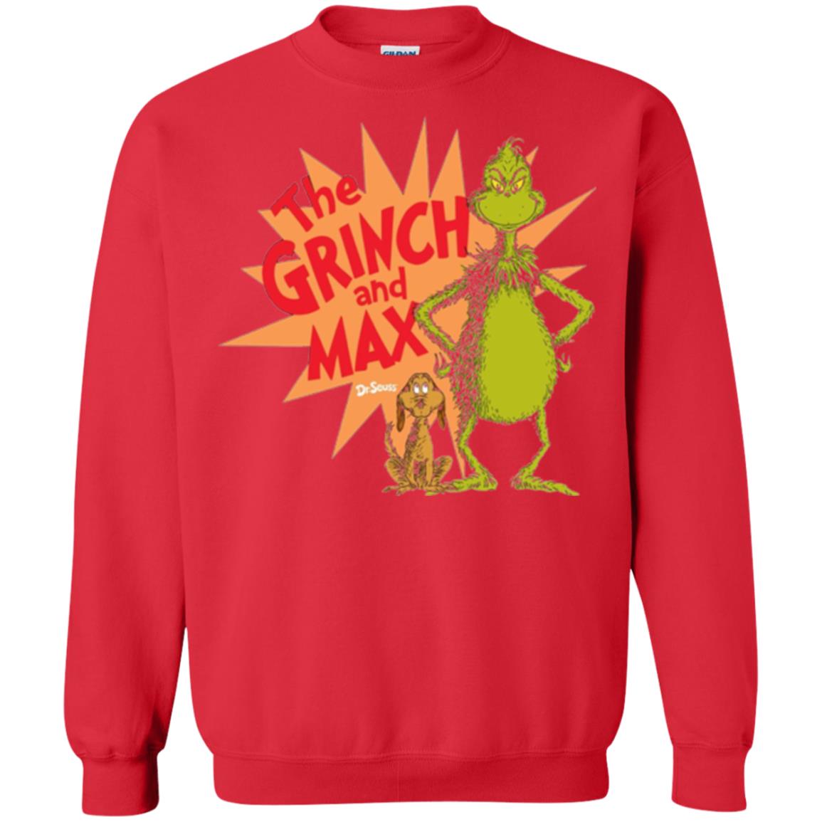 Cartoon T-shirt Dr. Seuss Grinch And Max Burst Red