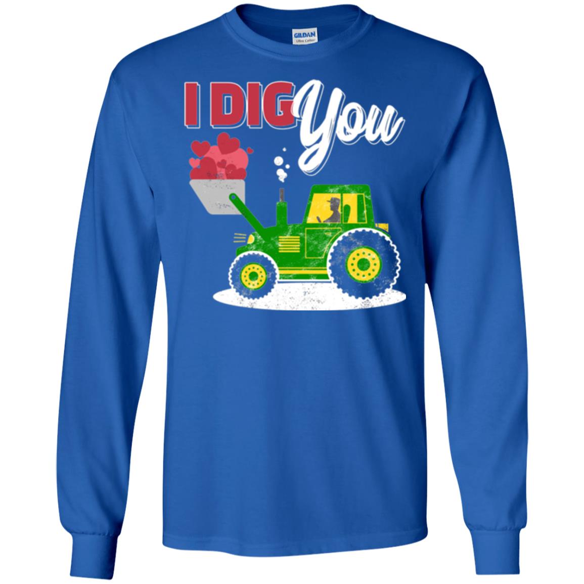 Farmer Valentines Day T-shirt Farm Tractor I Dig You Royal