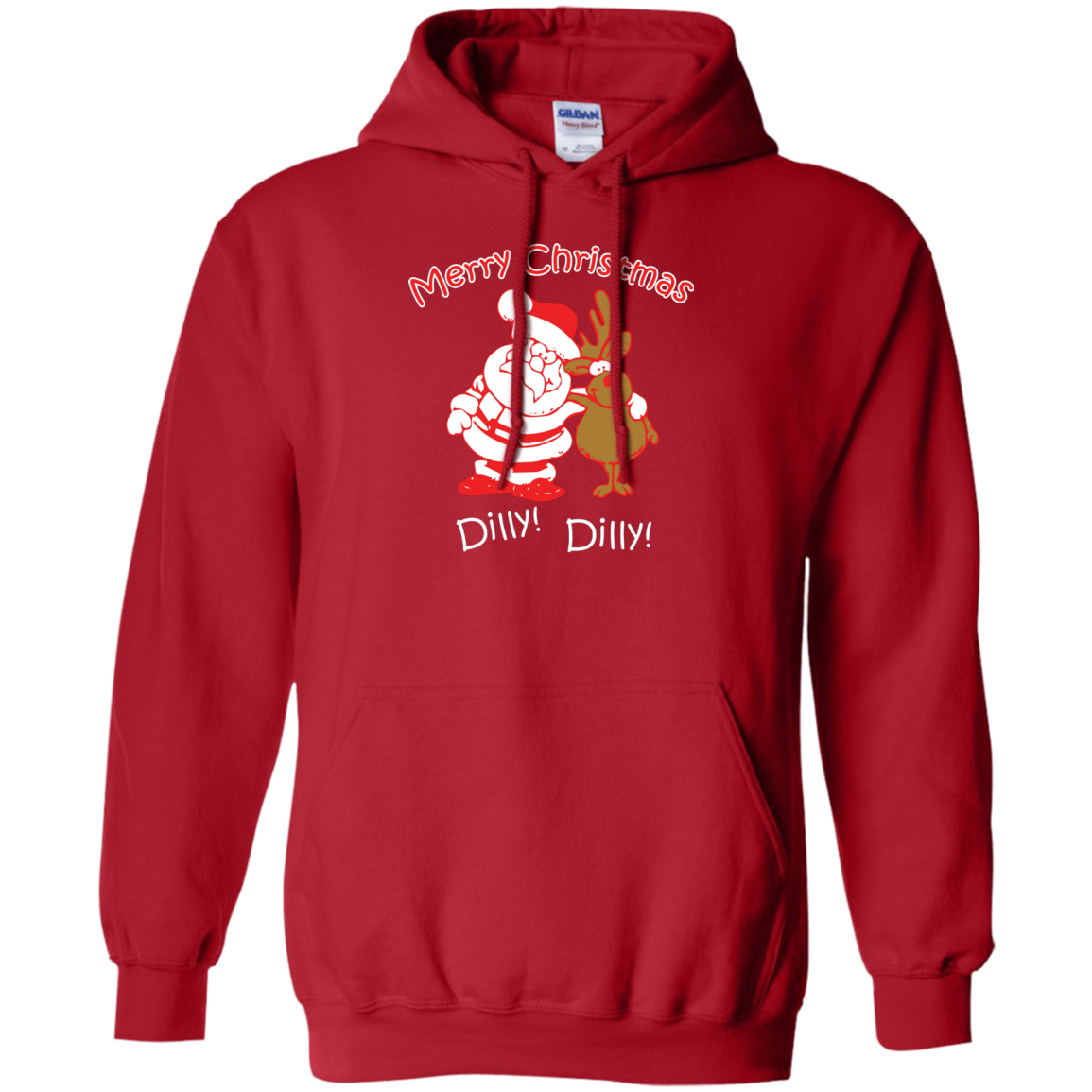 Christmas T-Shirt Merry Christmas Santa And Reindeer Dilly! Dilly! Red