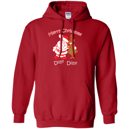 Christmas T-Shirt Merry Christmas Santa And Reindeer Dilly! Dilly! Red
