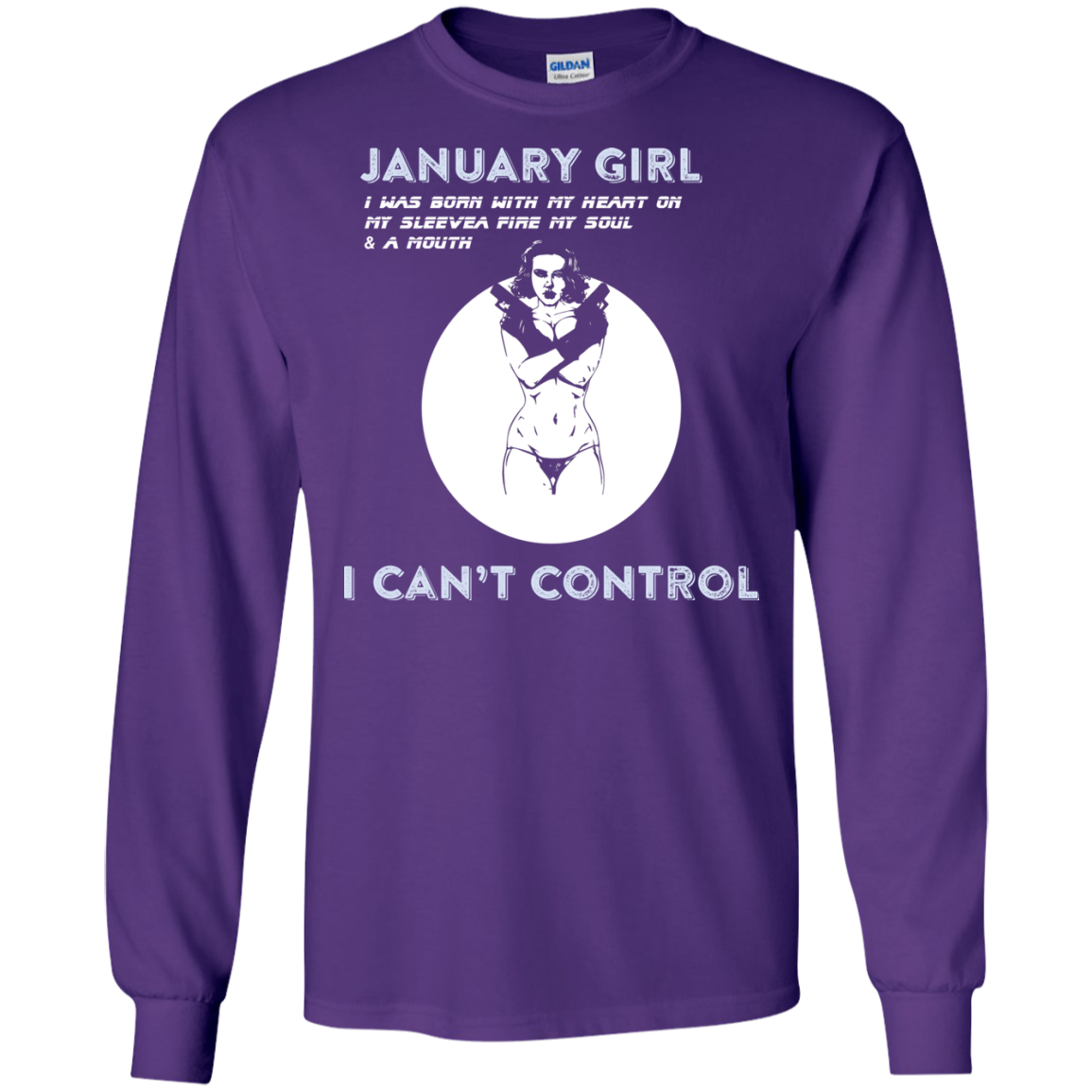 January Girl I Was Born With My Heart T-shirt Purple