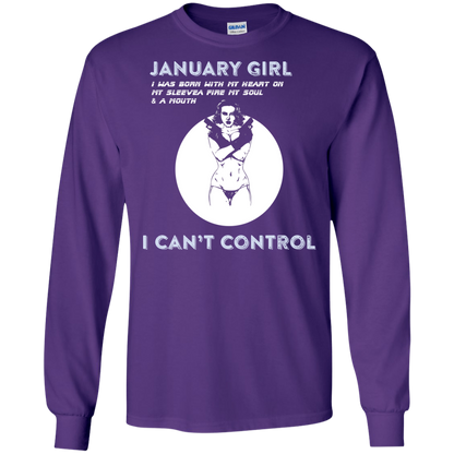 January Girl I Was Born With My Heart T-shirt Purple