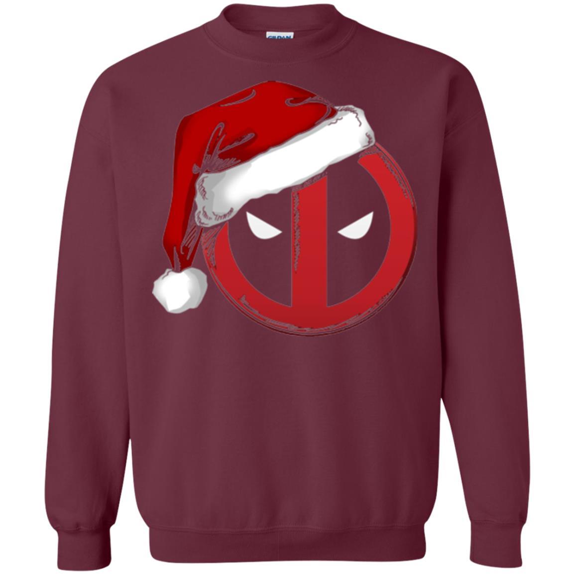 Christmas T-shirt Marvel Deadpool Icon Santa Hat Christmas Graphic Maroon