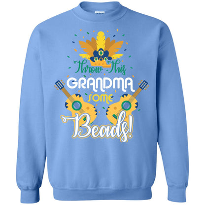 Mardi Gras T-shirt Throw This Grandma Some Beads Carolina Blue