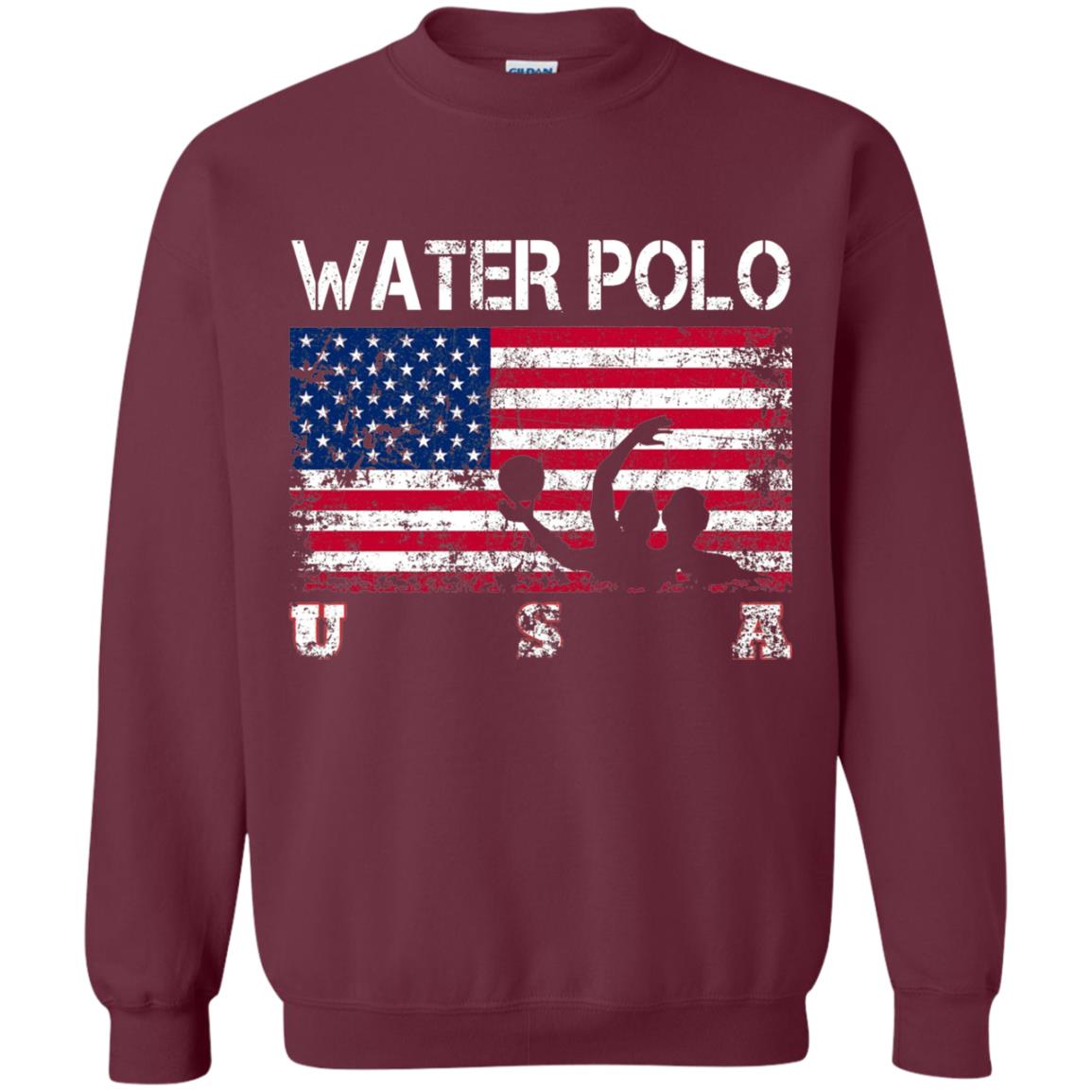Water Polo Team American Flag Water Polo T-shirt Maroon