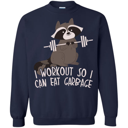 I Workout So I Can Eat Garbage Funny Fitness Raccoon Shirt For Gymer Navy