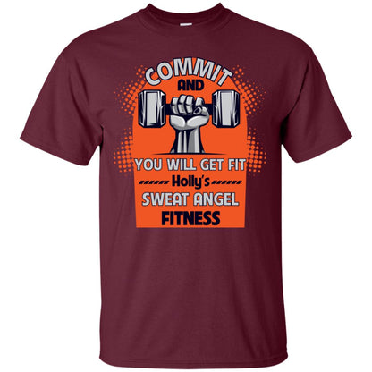 Commit And You Will Get Fit Holly's Sweat Angle Fitness Shirt Maroon