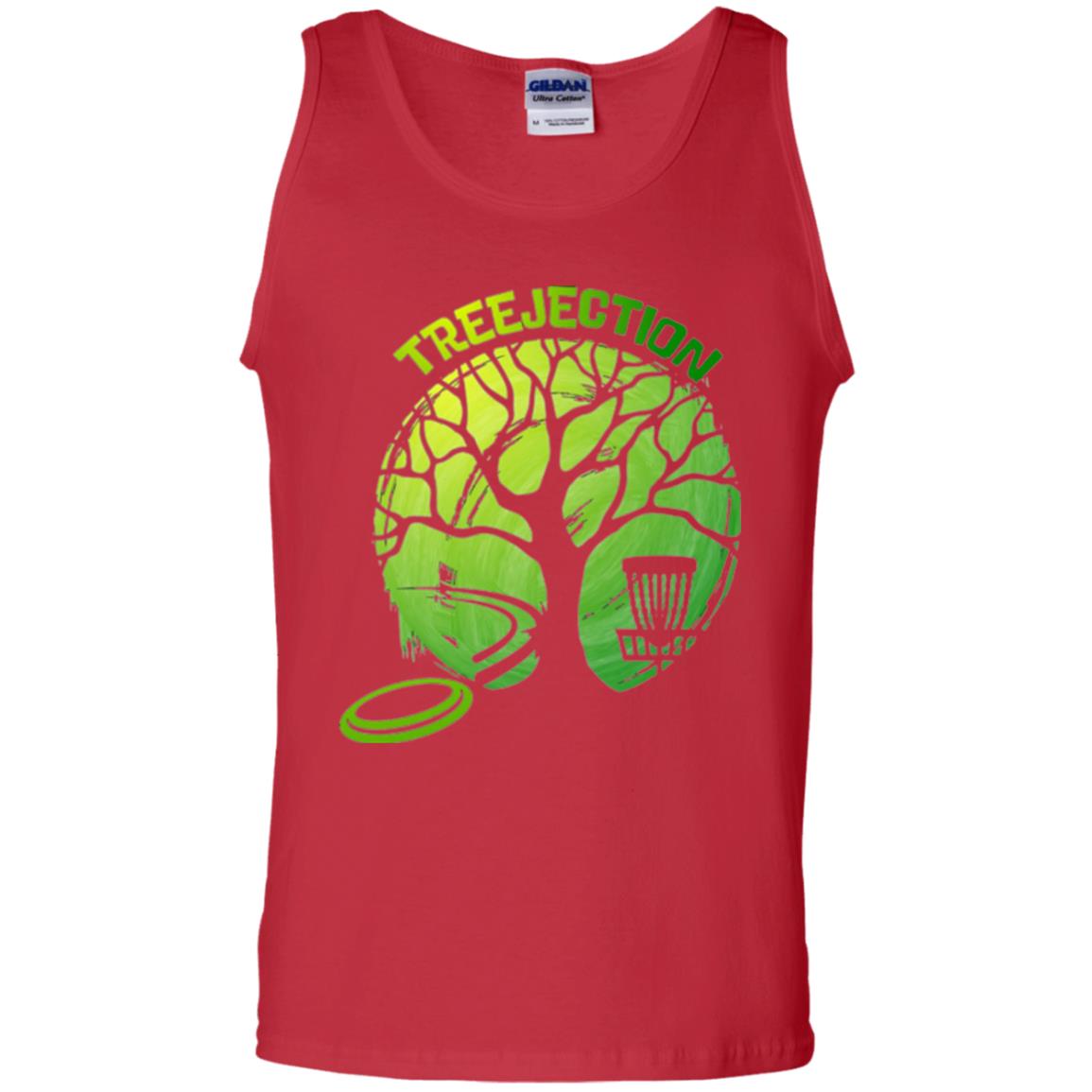 Funny Disc Golf T-shirt Treejection Red