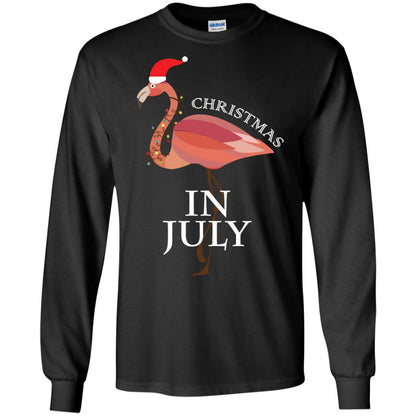 Flamingo With Santa_s Hat Christmas In July Xmas In Summer Shirt Black
