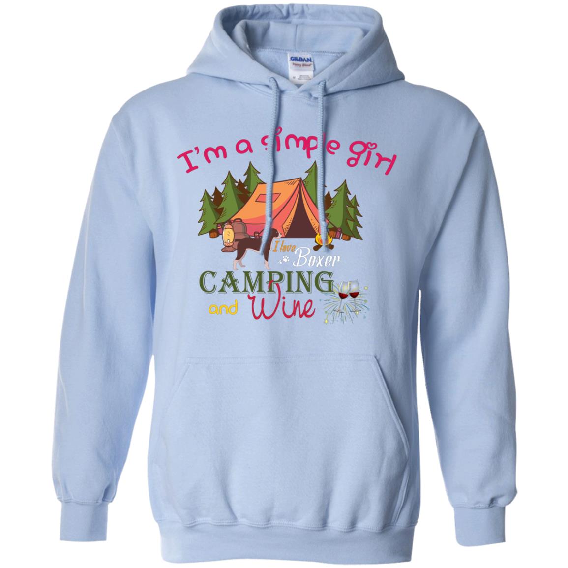 I’m A Simple Girl I Love Boxer Dog Camping And Wine Shirt Light Blue