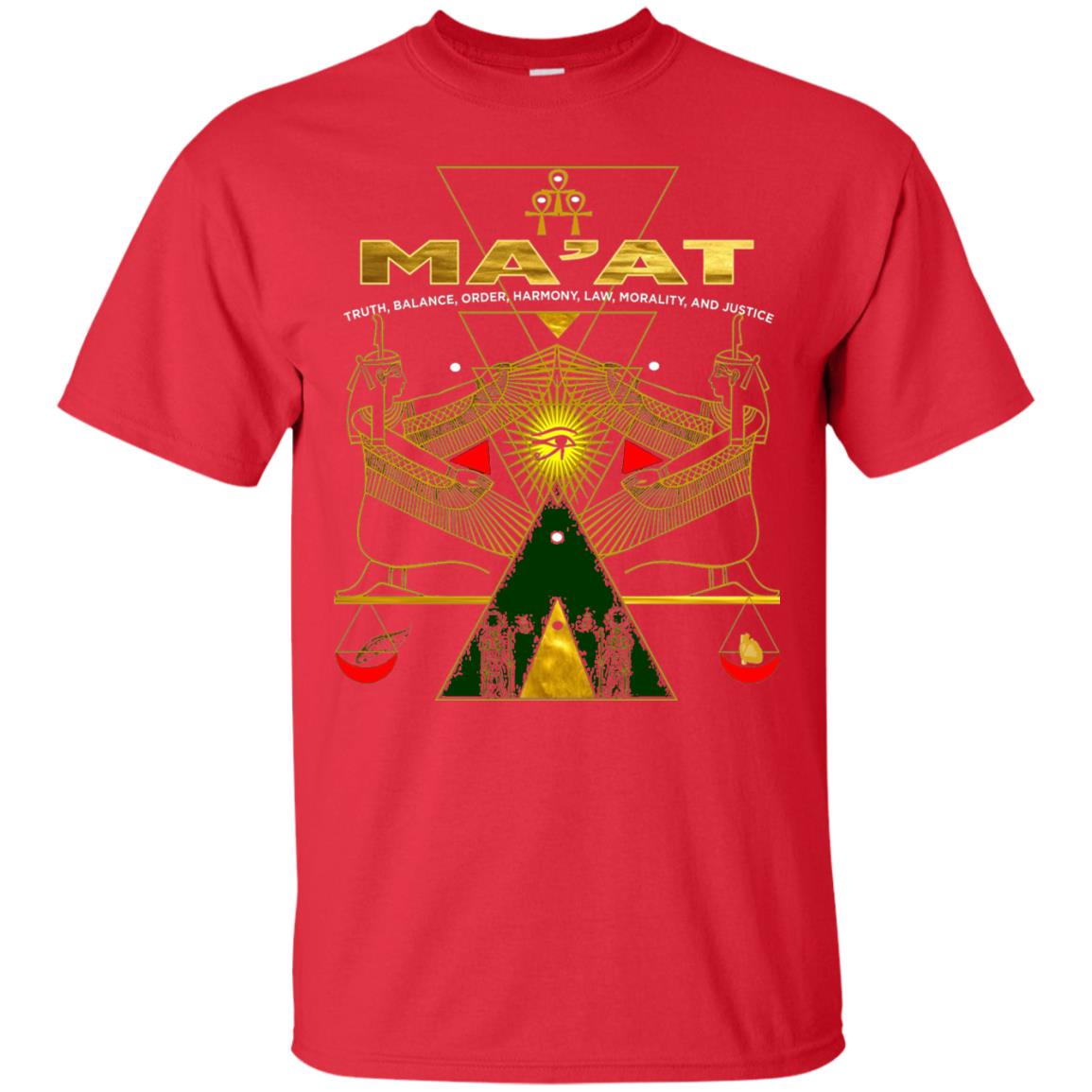 Sacred Kemetic Geometry Goddess Maat T-shirt Red