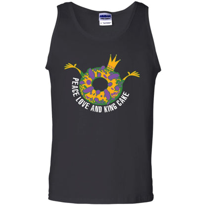 Mardi Gras T-shirt Peace Love And King Cake Black