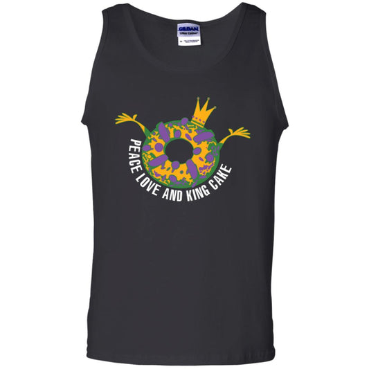 Mardi Gras T-shirt Peace Love And King Cake Black