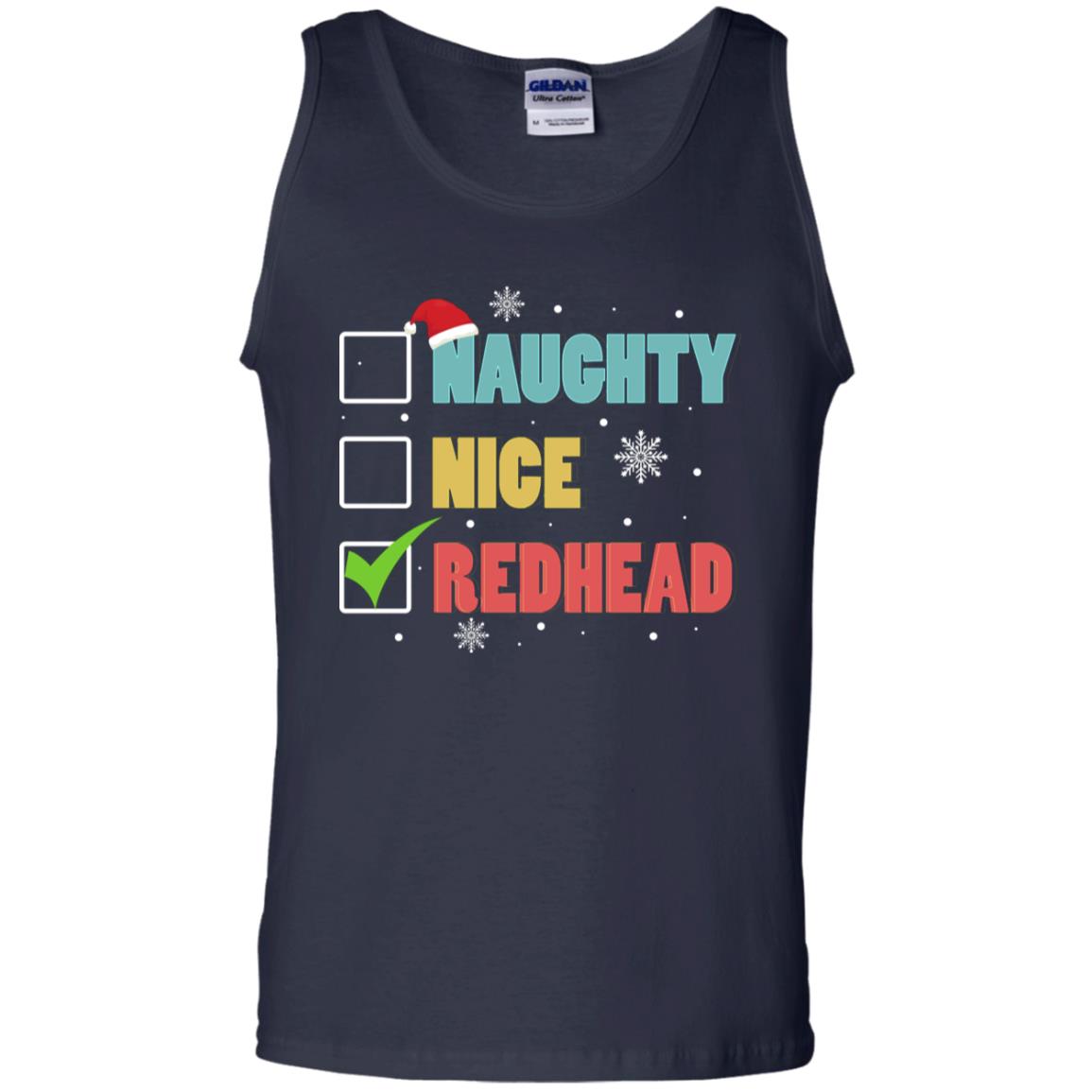 Nice Naughty Redhead X-mas List Gift Shirt Navy