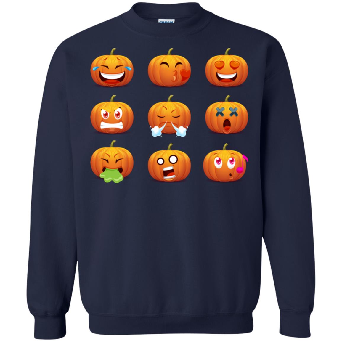 Funny Pumpkins Emoji Halloween Gift Shirt Navy