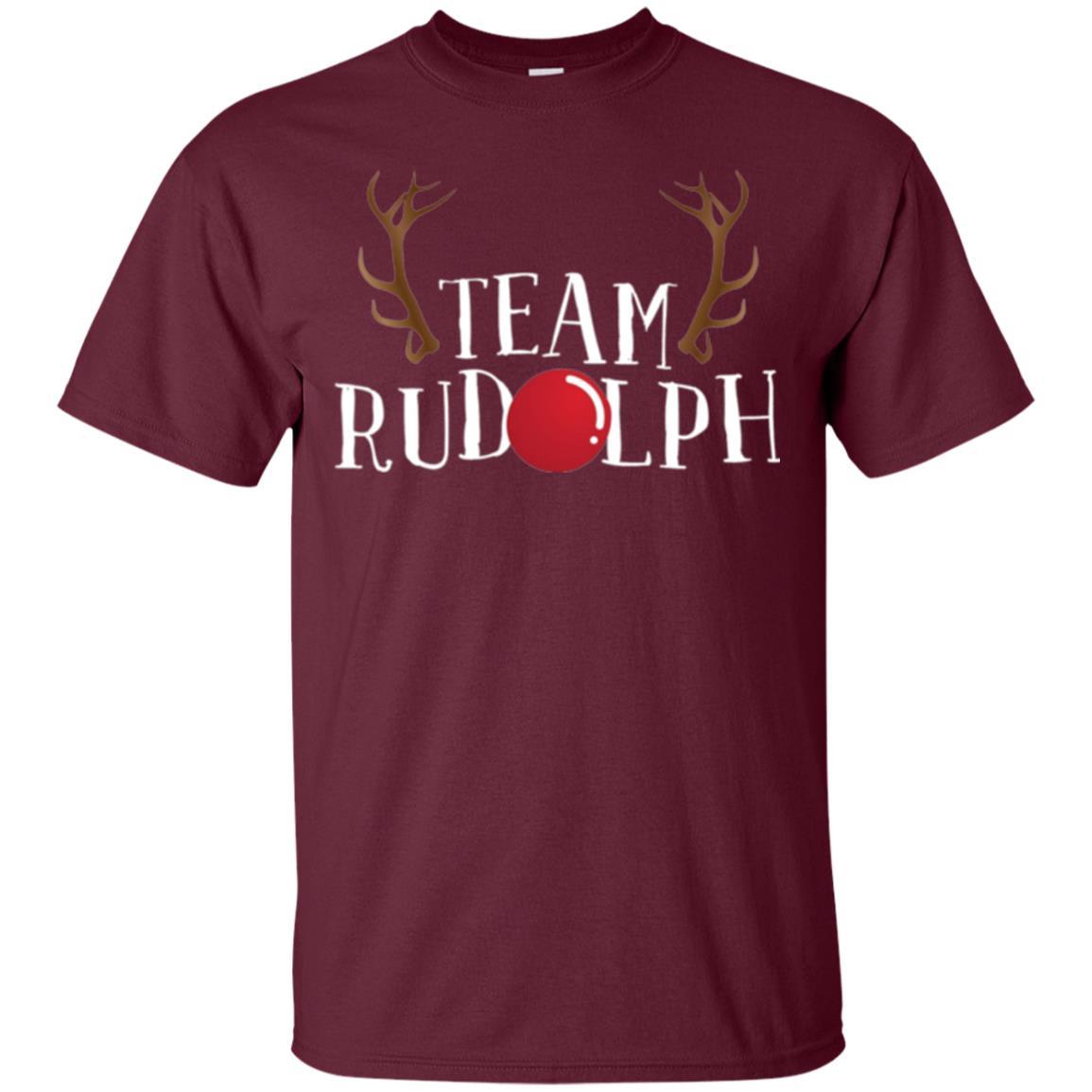 Christmas T-shirt Reindeer Team Rudolph Maroon