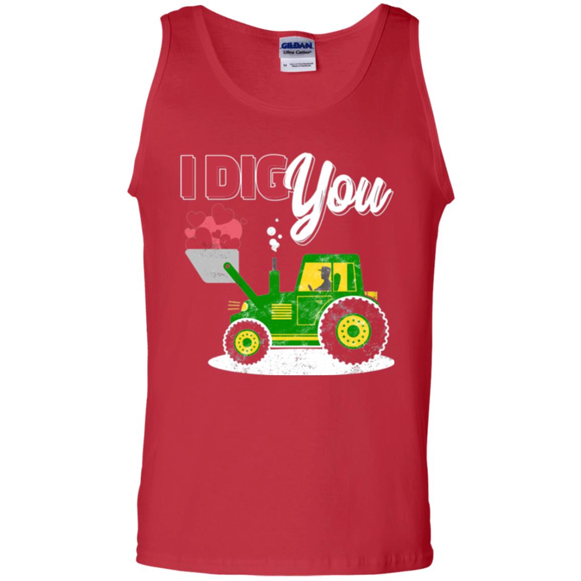 Farmer Valentines Day T-shirt Farm Tractor I Dig You Red