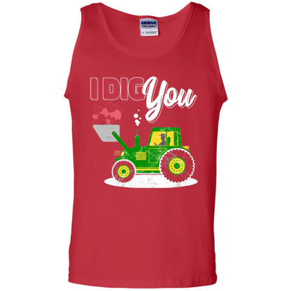 Farmer Valentines Day T-shirt Farm Tractor I Dig You Red
