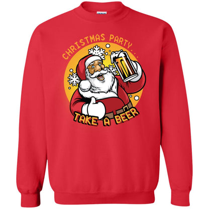Christmas Party Take A Beer Santa X-mas Gift Shirt Red