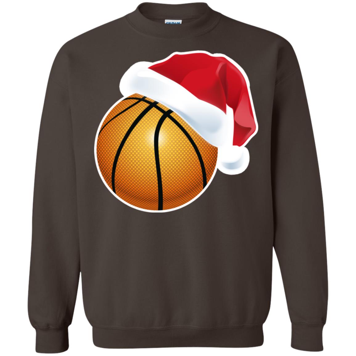 Basketball With Santa Claus Hat X-mas Shirt For Basketball Lovers Dark Chocolate