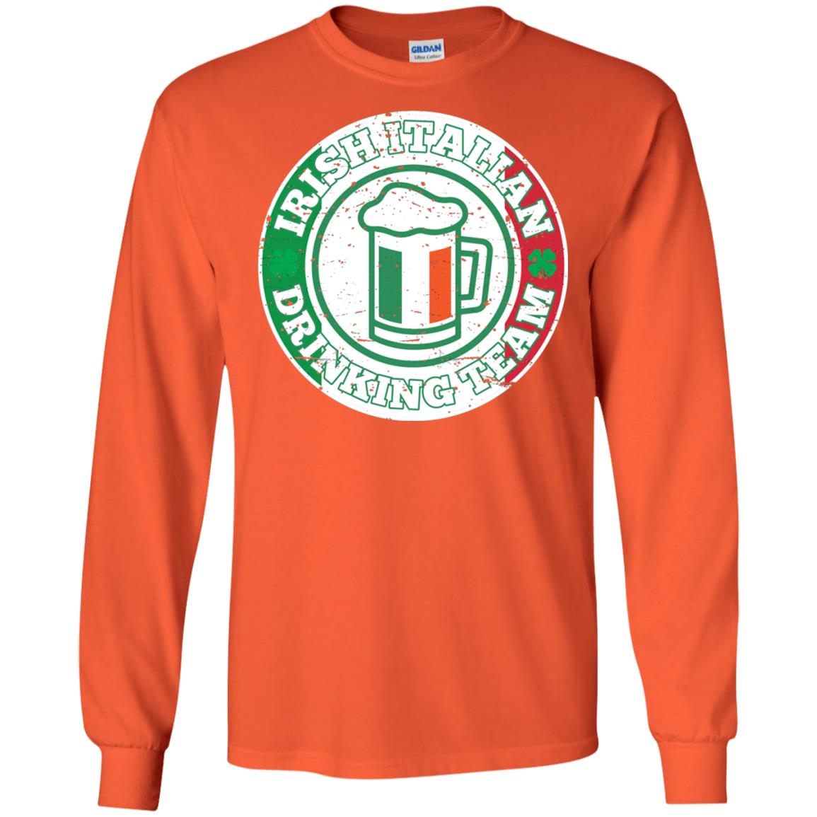 Irish Italian Drinking Team Italy Flag St Patrick_s Day T-shirt Orange