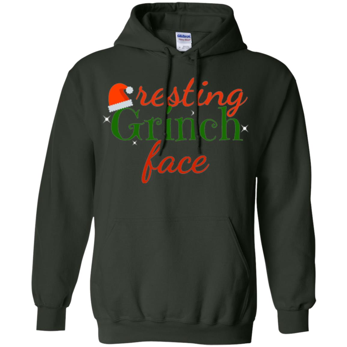 Funny Christmas T-shirt Resting Grinch Face Forest Green