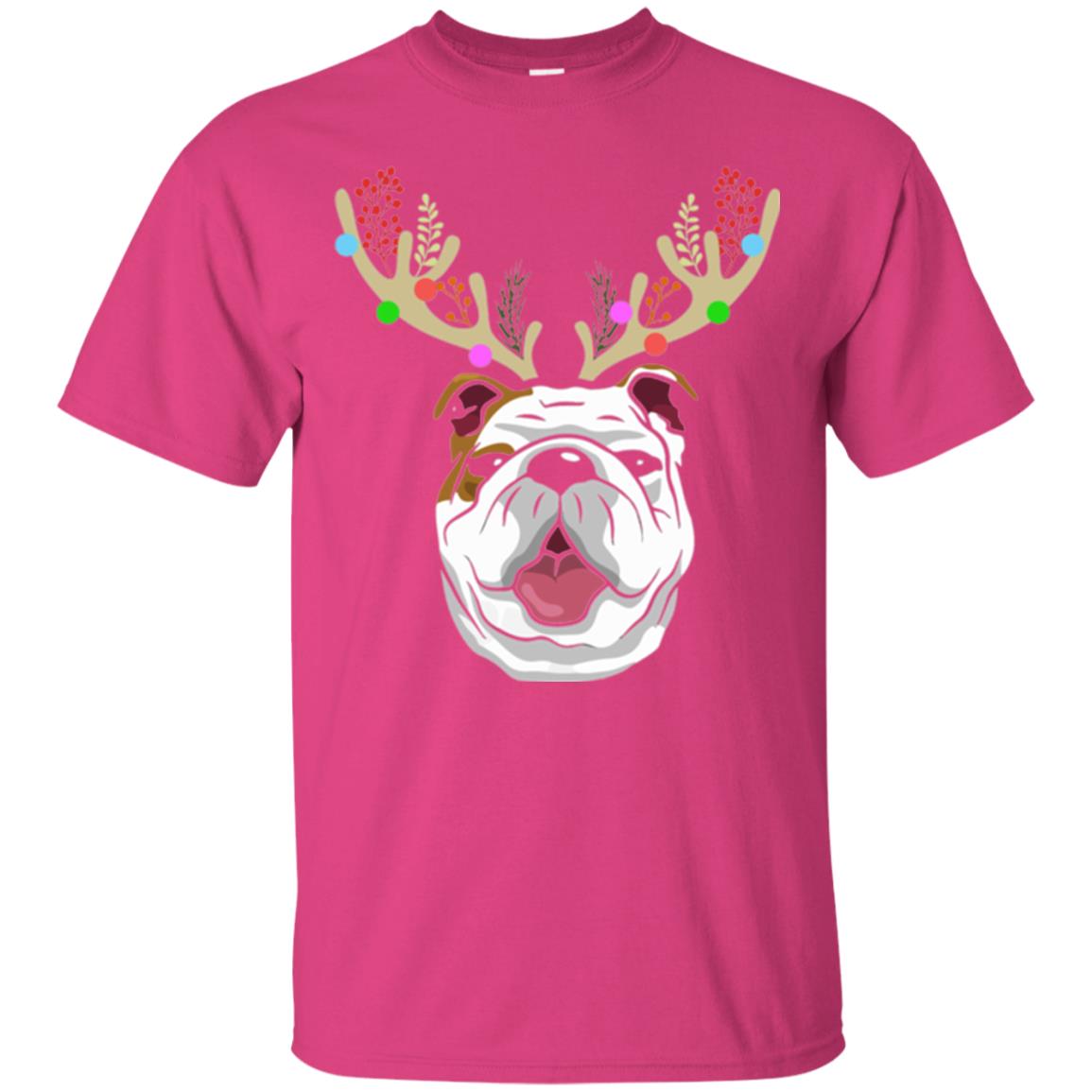 Dog Lovers T-shirt Funny Bulldogs With Antlers Heliconia