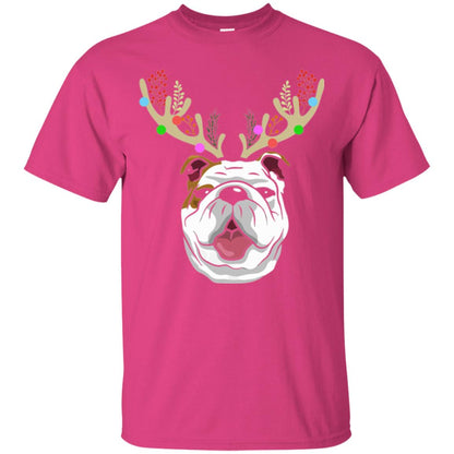 Dog Lovers T-shirt Funny Bulldogs With Antlers Heliconia