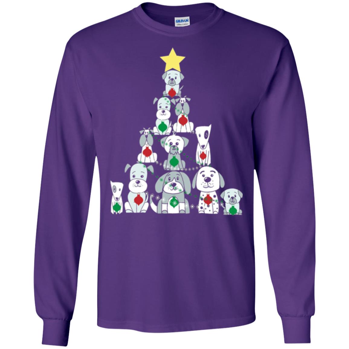 Dogs Lovers T-shirt Christmas Tree By Dogs Purple