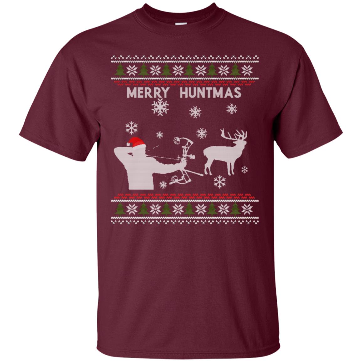 Hunting Christmas X-mas Gift Shirt For Mens Maroon