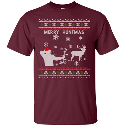 Hunting Christmas X-mas Gift Shirt For Mens Maroon