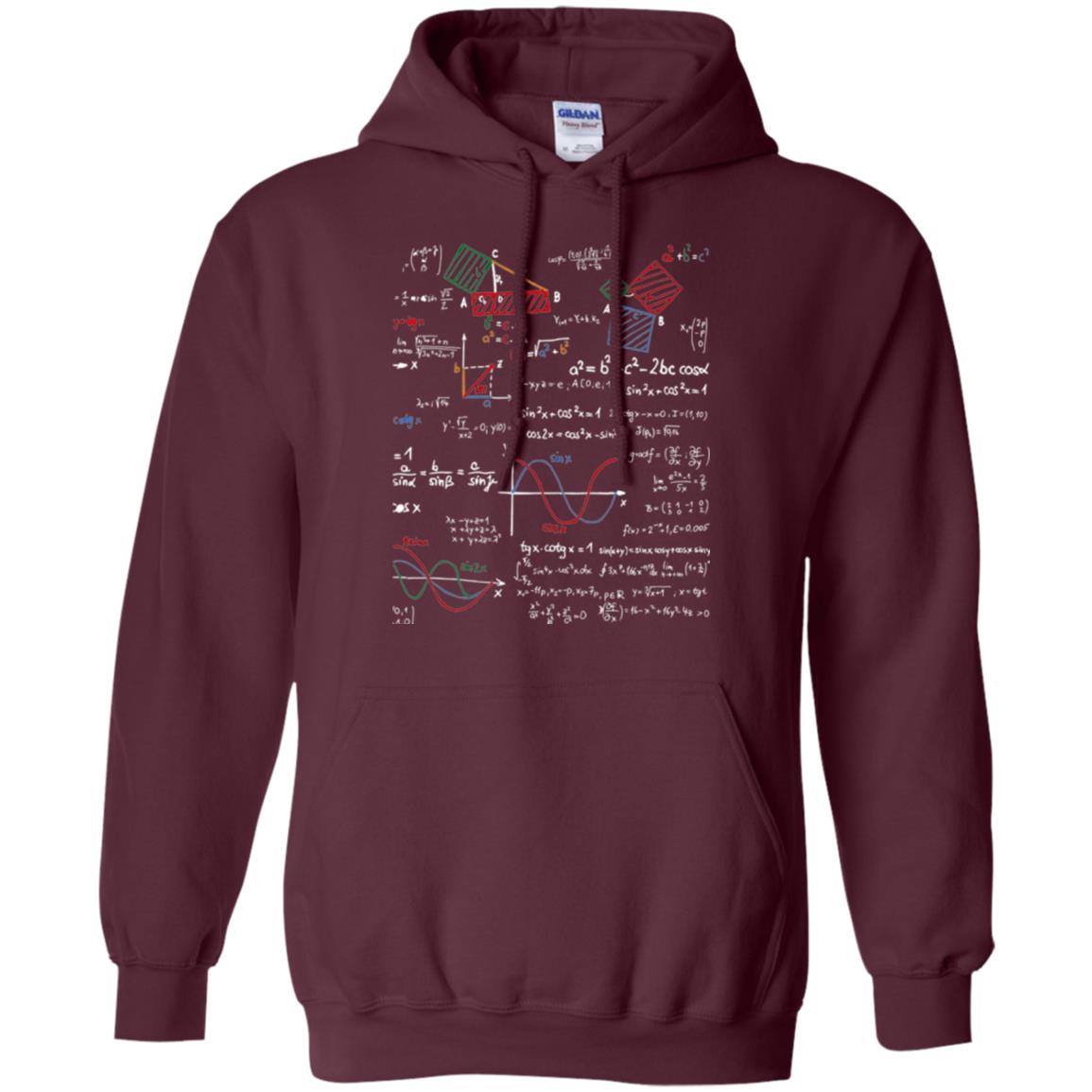Math Lover T-shirt Formulas Cheat Sheet Maroon