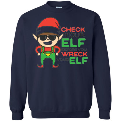 Christmas T-shirt Check Your Elf Before You Wreck Your Elf Navy