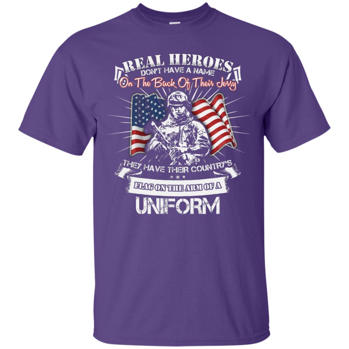 Real Heroes Dont Have A Name On The Back Of Their Jersey They Hev Their Country Flag On The Arm Of A Uniform Purple
