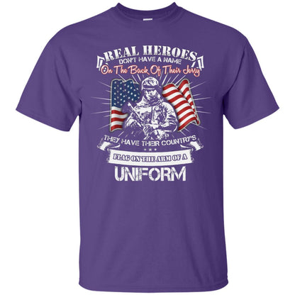 Real Heroes Dont Have A Name On The Back Of Their Jersey They Hev Their Country Flag On The Arm Of A Uniform Purple