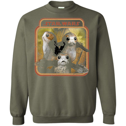 Film T-shirt Star Wars Last Jedi Porg Triplets Retro Box Graphic Military Green