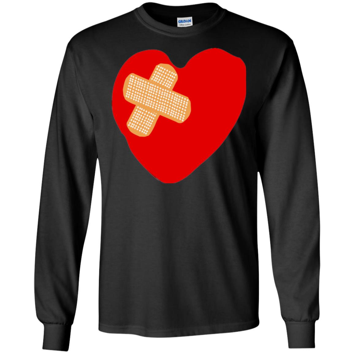 Funny Patched Up Heart Graphic T-shirt Black