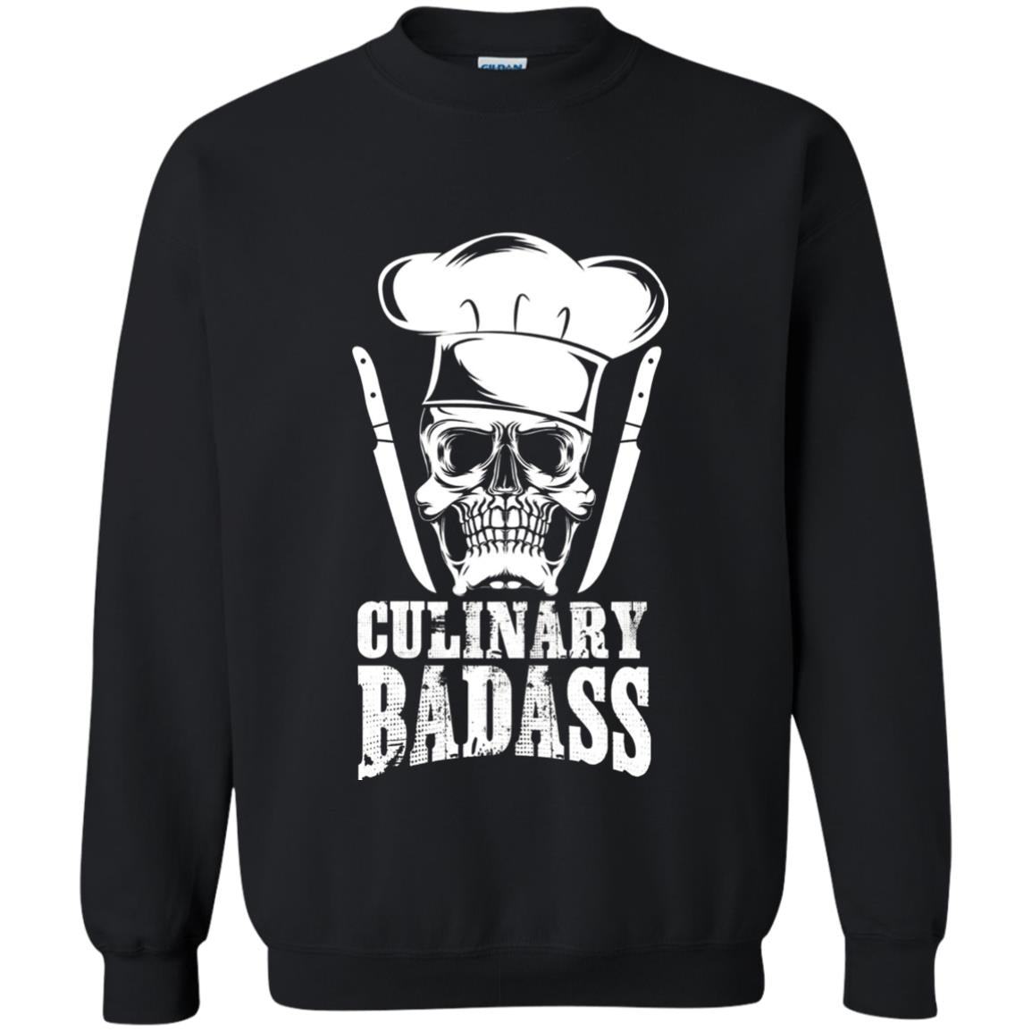 Culinary Badass Funny Chef Skull Knifes Cooking Tshirt Black